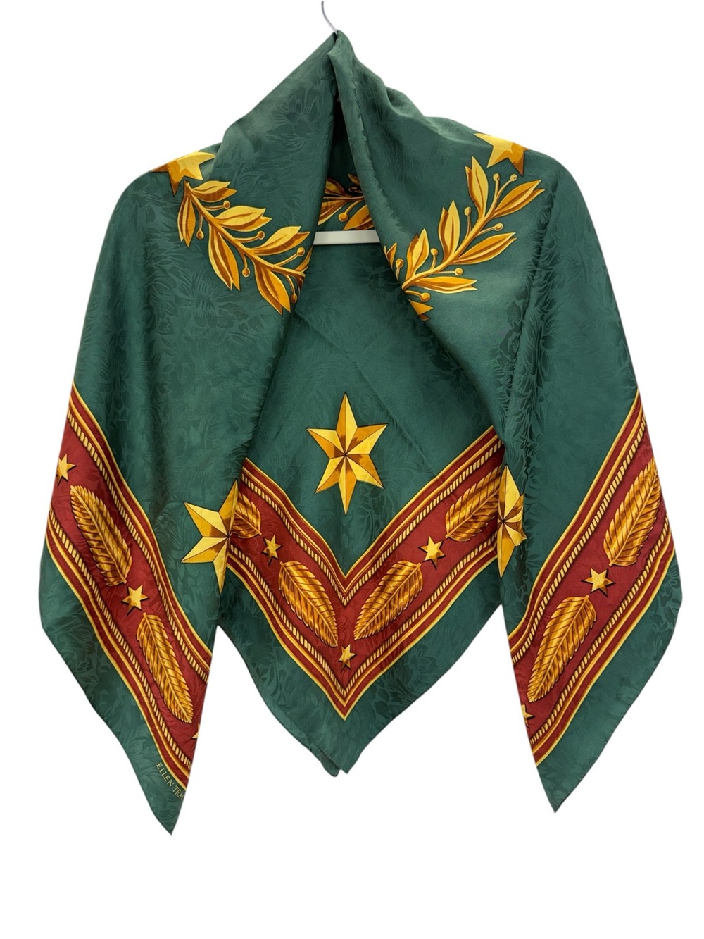 Ellen Tracy Silk Scarf Large Green/Gold